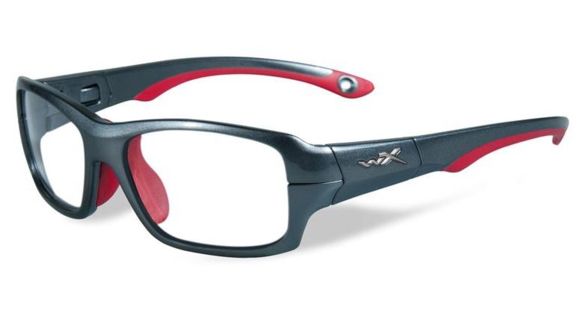Image of Wiley X Youth Force Fierce Sunglasses,Dark Silver/Red,Clear Lens YFFIE02