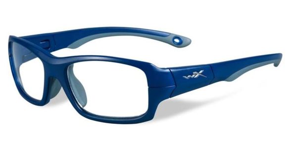 Image of Wiley X Youth Force Fierce Sunglasses,Matte Blue Indigo/Grey Frame,Clear Lens YFFIE01