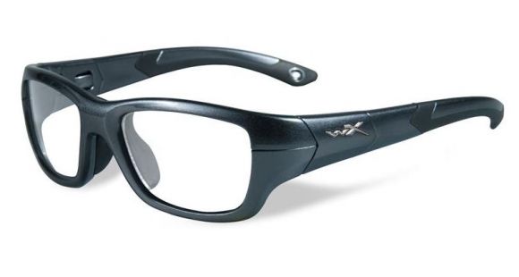 Image of Wiley X Youth Force Flash Sunglasses,Graphite/Black,Clear Lens YFFLA03