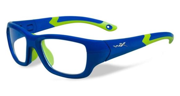Image of Wiley X Youth Force Flash Sunglasses,Royal Blue/Lime Green,Clear Lens YFFLA02
