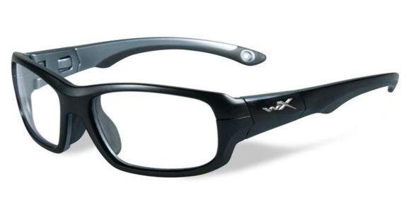 Image of Wiley X Youth Force Gamer Sunglasses,Matte Black/Dark Silver,Clear Lens YFGAM01