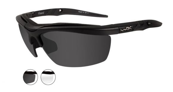 Image of Wiley X Guard Sunglasses - 2 Lens Package, 1 Matte Black Frame w/Smoke Grey,Clear Lens, 4004