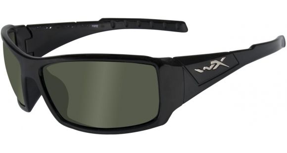 Image of Wiley X WX Twisted Sunglasses - Polarized Smoke Green Lens / Gloss Black Frame SSTWI04