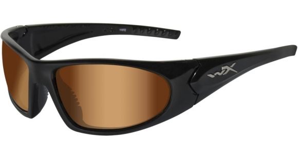 Image of Wiley X WX Zen Sunglasses - Bronze Flash w/ Crimson Brown Tint Lens / Gloss Black Frame ACZEN01