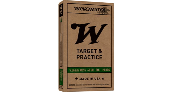 Image of Winchester 5.56x45mm, FMJ, 62 gr. - 20 rounds Rifle Ammo, WM855K