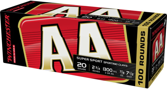 Image of Winchester AA 20 Gauge 7/8 oz 2.75in Centerfire Shotgun Ammo, 100 Rounds, AASC207VP