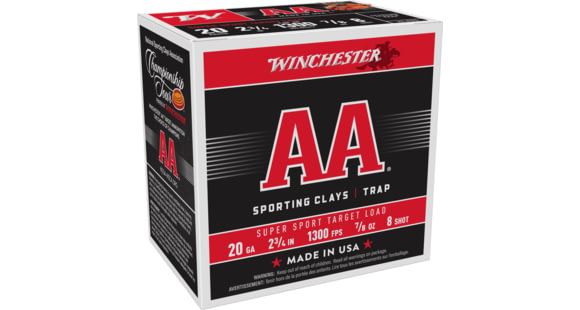 Image of Winchester AA 20 Gauge 7/8 oz 2.75in Centerfire Shotgun Ammo, 25 Rounds, AASC208