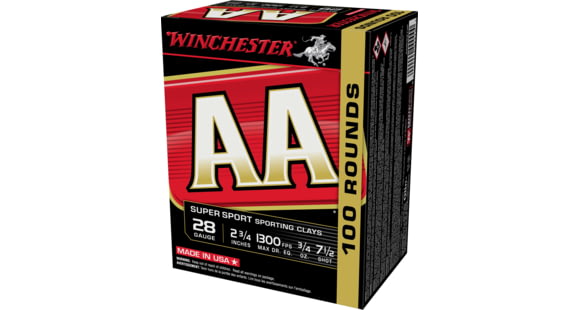 Image of Winchester AA 28 Gauge 3/4 oz 2.75in Centerfire Shotgun Ammo, 100 Rounds, AASC287VP