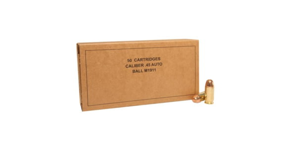 Image of Winchester USA Handgun SERVICE GRADE .45 ACP 230 grain Full Metal Jacket Brass Cased Centerfire Pistol Ammo, 50 Rounds, SG45W