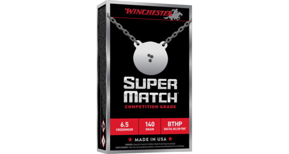 Image of Winchester Ammunition Super Match, 6.5 Creedmoor, 140 Grain, Boat Tail Hollow Point, 20 Round Box SM65CM