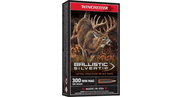 Image of Winchester Ballistic Silvertip .300 Winchester Magnum 180 grain Fragmenting Polymer Tip Brass Cased Centerfire Rifle Ammo, 200 Round