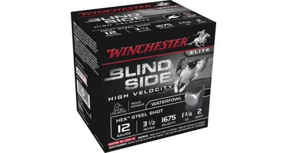 Image of Winchester Blind Side 12 Gauge 1 3/8 oz 3.5in Centerfire Shotgun Ammo, 25 Rounds, SBS12LHV2