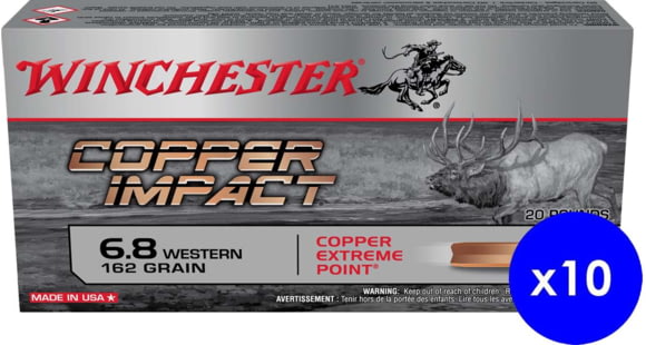 Image of Winchester Copper Impact 6.8 Western 162 Grain AccuBond Long Range Brass Cased Centerfire Rifle Ammo, 200 Rounds, X68WLF-KIT1