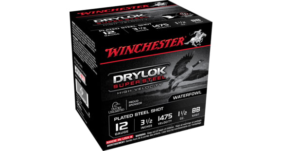 Image of Winchester Drylok Super Steel 12 Gauge 1 1/2 oz 3.5in Centerfire Shotgun Ammo, 25 Rounds, SSH12LHBB