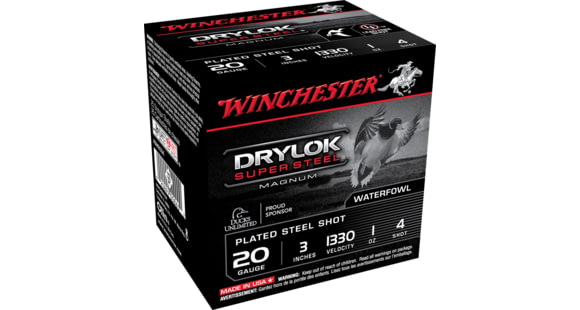 Image of Winchester Drylok Super Steel 20 Gauge 1 oz 3in Centerfire Shotgun Ammo, 25 Rounds, XSM2034