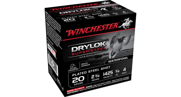 Image of Winchester Drylok Super Steel 20 Gauge 3/4 oz 2.75in Centerfire Shotgun Ammo, 25 Rounds, XS204