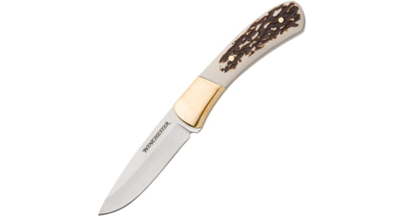 Image of Winchester Small Stag Fixed Knife, 3in, Stainless Steel Blade, Stag, BLK, 6220070W