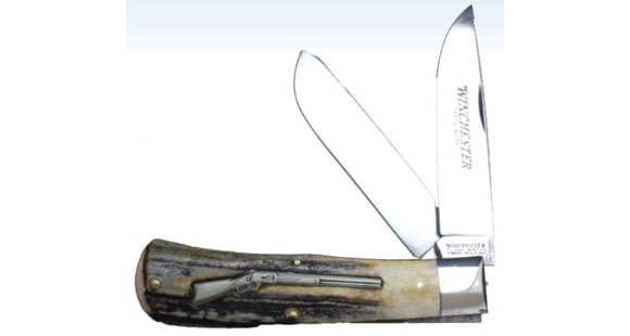 Image of Winchester Knives 4 1/2in, 2 Blade Large Trapper w/ Stag Handle W 15 28103 1/2