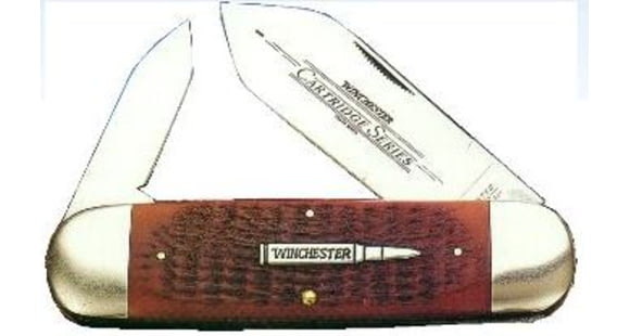 Image of Winchester Knives 4 1/2in, 2 Blade Rope Sunfish Pattern w/ Burnt Orange Bone Handle, Cartridge Shield W 18 29110