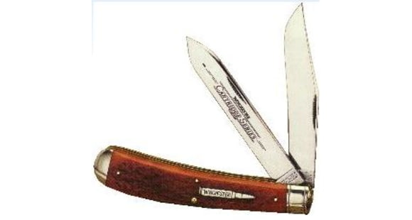 Image of Winchester Knives 5 1/4in, 2 Blade Hunter Trapper Pattern w/ Burnt Orange Handle, Cartridge Shield W 18 29105