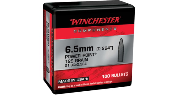 Image of USED, Winchester Rifle Bullets, 6.5 Creedmoor, 129 Grain, Power-Point, 100 Bullets, WB65PP129X