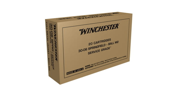 Image of Winchester SERVICE GRADE .30-06 Springfield 150 grain Full Metal Jacket Centerfire Rifle Ammo, 100 Rounds, SG3006WAC