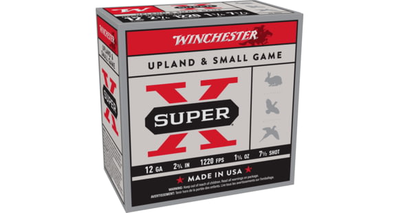 Image of Winchester Super-X Shotshell 12 Gauge 1 1/4 oz 2.75in Centerfire Shotgun Ammo, 25 Rounds, XU12SP7