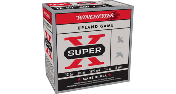 Image of Winchester Super-X Shotshell 12 Gauge 1 1/4 oz 2.75in Centerfire Shotgun Ammo, 25 Rounds, XU12SP8