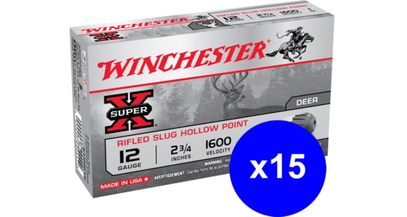 Image of Winchester Super-X Shotshell, 12 Gauge, 2 3/4 in, Centerfire Shotgun Slugs Ammo, 225 Rounds