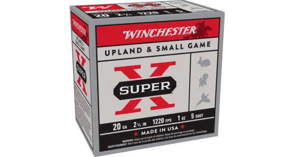 Image of Winchester Super-X Shotshell 20 Gauge 1 oz 2.75in Centerfire Shotgun Ammo, 25 Rounds, X205