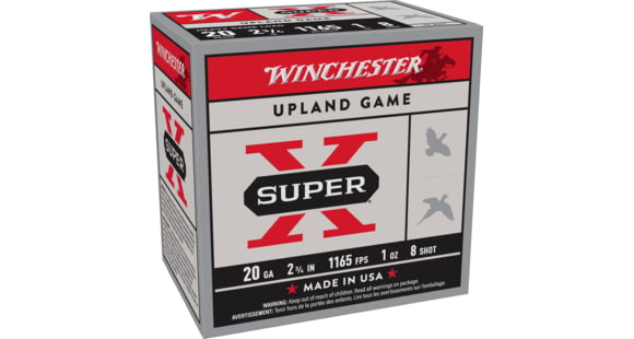 Image of Winchester Super-X Shotshell 20 Gauge 1 oz 2.75in Centerfire Shotgun Ammo, 25 Rounds, XU20H8
