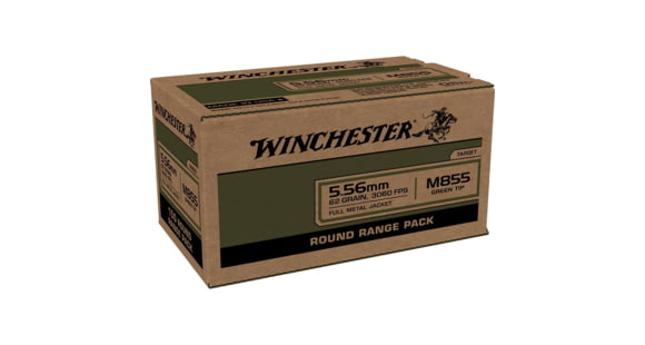 Image of Winchester USA .223 Remington 55 Grain Full Metal Jacket FMJ Brass Cased Centerfire Rifle Ammo, WNWM855100