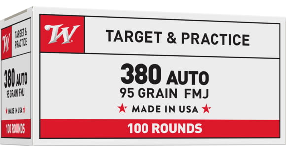 Image of Winchester USA, .380 ACP, 95 Grain, FMJ, Brass Case, Centerfire Pistol Ammo, 200 Rounds Box, USA380VP-KIT1