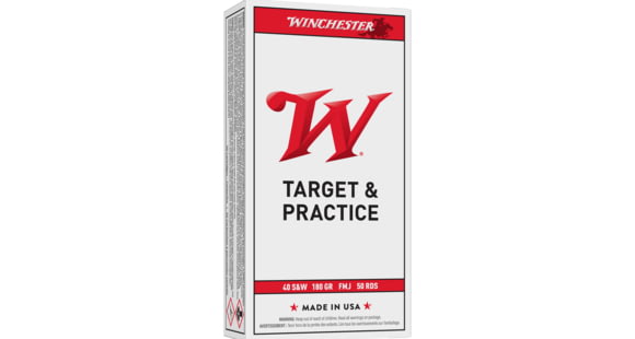 Image of Winchester USA .40 S&amp;W 180 Grain Full Metal Jacket Brass Cased Centerfire Pistol Ammo, 50 Rounds, Q4238