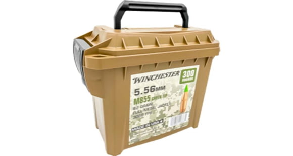 Image of Winchester USA White Box 5.56x45mm NATO 62 Grain Full Metal Jacket Brass Rifle Ammo, 300 Rounds, WM855300C