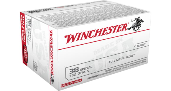 Image of Winchester USA Handgun .38 Special 130 grain Full Metal Jacket Centerfire Pistol Ammo, 100 Rounds, USA38SPVP