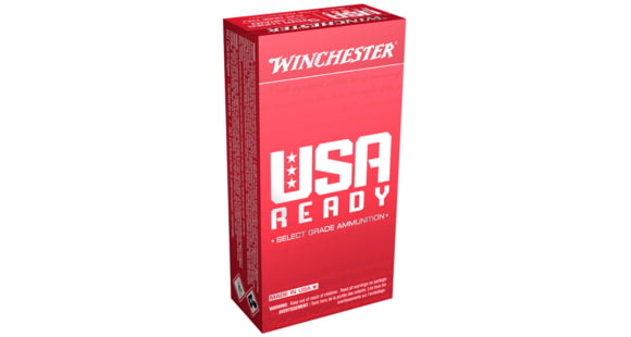 Image of Winchester USA READY 9mm Luger 115 Grain Full Metal Jacket Flat Nose Brass Cased Centerfire Pistol Ammo, 50 Rounds, RED9
