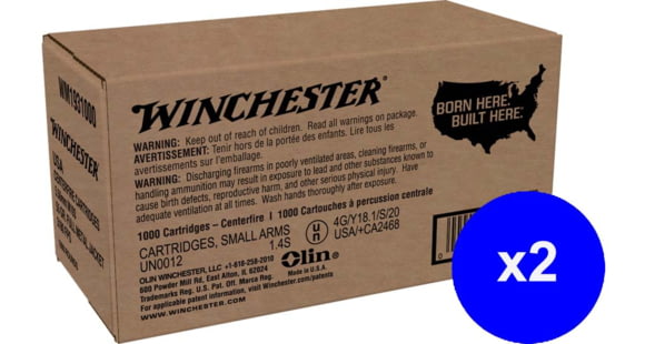 Image of Winchester USA RIFLE, 5.56x45mm NATO, 55 grain, Full Metal Jacket, Brass, Centerfire Rifle Ammo, 2000 Rounds, WM1931000-KIT1