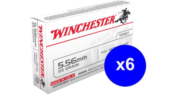 Image of Winchester USA RIFLE, 5.56x45mm NATO, 55 grain, Full Metal Jacket, Brass, Centerfire Rifle Ammo, 120 Rounds, WM193K
