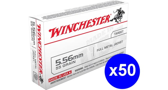 Image of Winchester USA RIFLE, 5.56x45mm NATO, 55 grain, Full Metal Jacket, Brass, Centerfire Rifle Ammo, 1000 Rounds, WM193K-KIT4