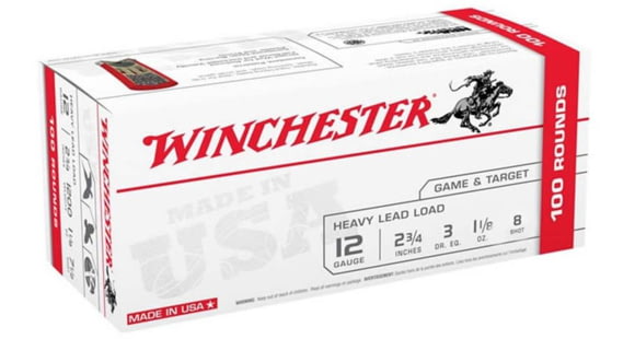 Image of Winchester USA Shotshell, 12 Gauge, 1 1/8 oz, 2 3/4 in, Size 8, Centerfire Shotgun Ammo, 100, USA128VP