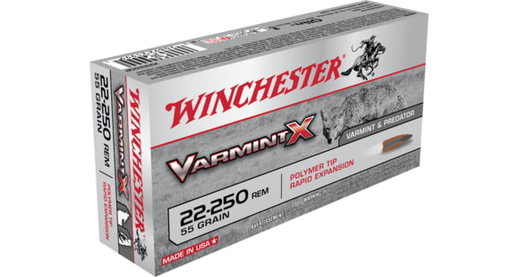 Image of Winchester Varmint X RIFLE .22-250 Remington 55 grain Rapid Expansion Polymer Tip Centerfire Rifle Ammo, 20 Rounds, X22250P
