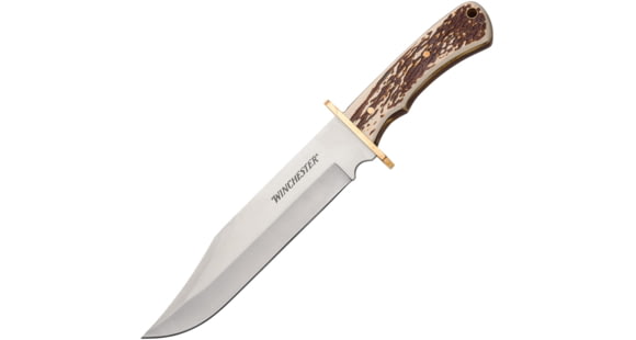 Image of Winchester Extra Large Stag Bowie Knife, 8.5in, Stainless Steel Blade, Stag, BLK, 6220055W