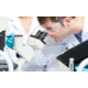Student using a microscope