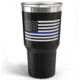 Old Southern Brass Thin Blue Line American Flag Double Wall 30oz Travel Tumbler Mug, Stainless Steel, Black/Gray, 30 oz, OSB-TUMB-TBL