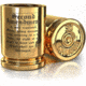 Old Southern Brass 2nd Amendment Engraved 50 Caliber Brass Ceramic Shot Glasses, Set of 2, Gold, 2 oz, OSB-50SG-2ND