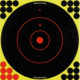 A splatter paper target of a bull's eye. 