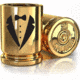 Old Southern Brass Groomsmen Tuxedo 50 Caliber Brass Ceramic Shot Glasses, Set of 2, Desert Tan, 2 oz, OSB-50SG-TUX