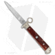 A.G.A. Campolin 9 Francese Ring Pull Automatic Folding Knife, 3.75in, Stainless Steel, Dagger Blade, Wood, Brown Handle, Brown/Steel, 8.50 inch, BHQ-50771