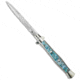 Aga Campolin AGA Campolin 13&quot; Abalone Automatic Knife Italian Stiletto Bayonet, Blue, Stainless Steel, adult, BHQ-33200